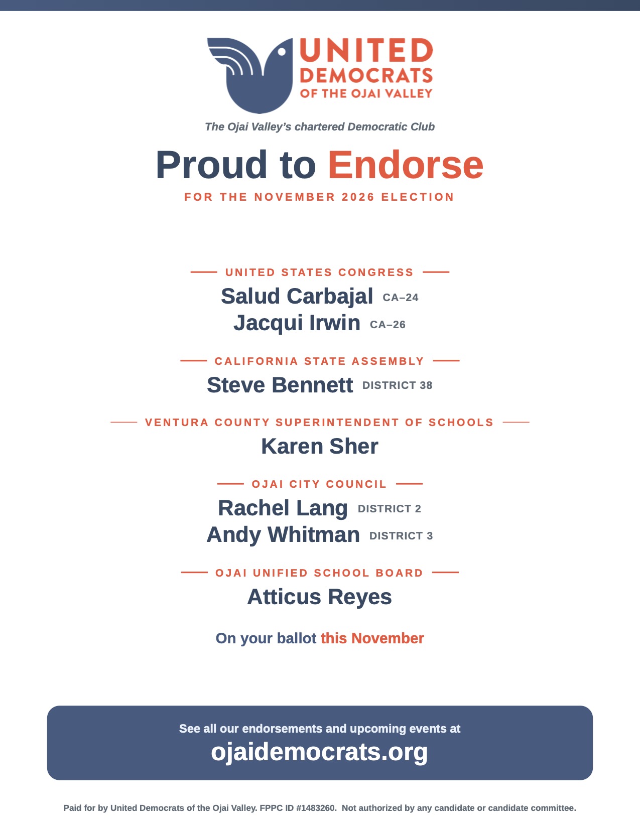 UDOV 2026 Endorsements Flyer